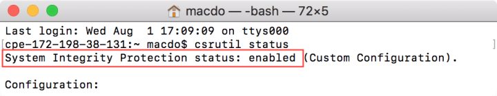 如何检查Mac上是否启用了SIP系统完整性保护