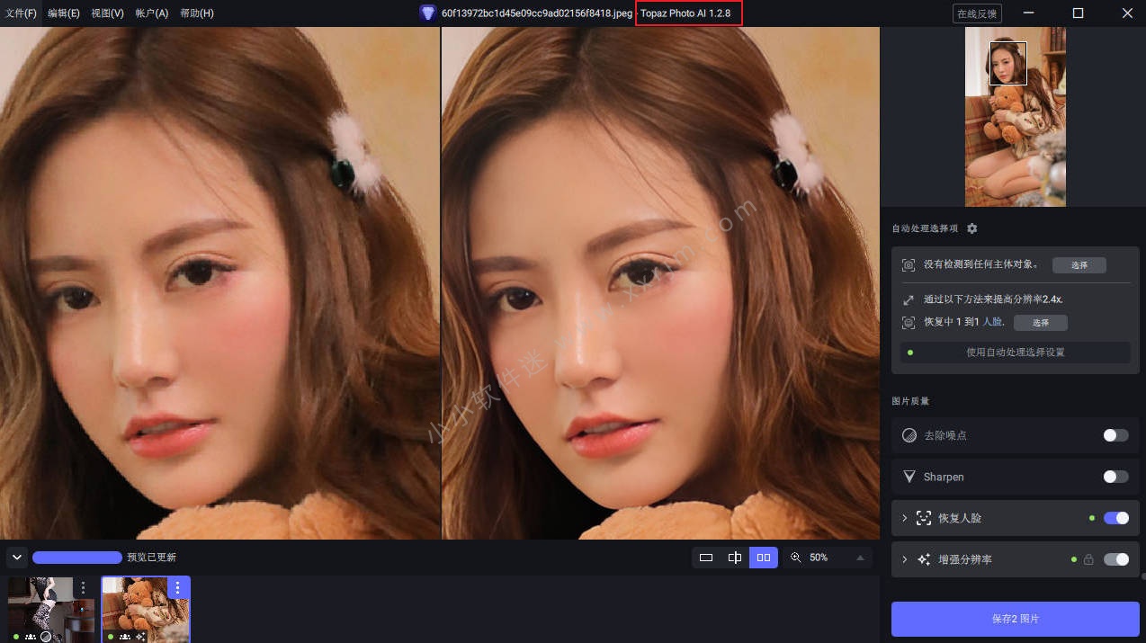 Topaz Photo AI 1.2.8 中文汉化完美使用版-人工智能图片降噪软件
