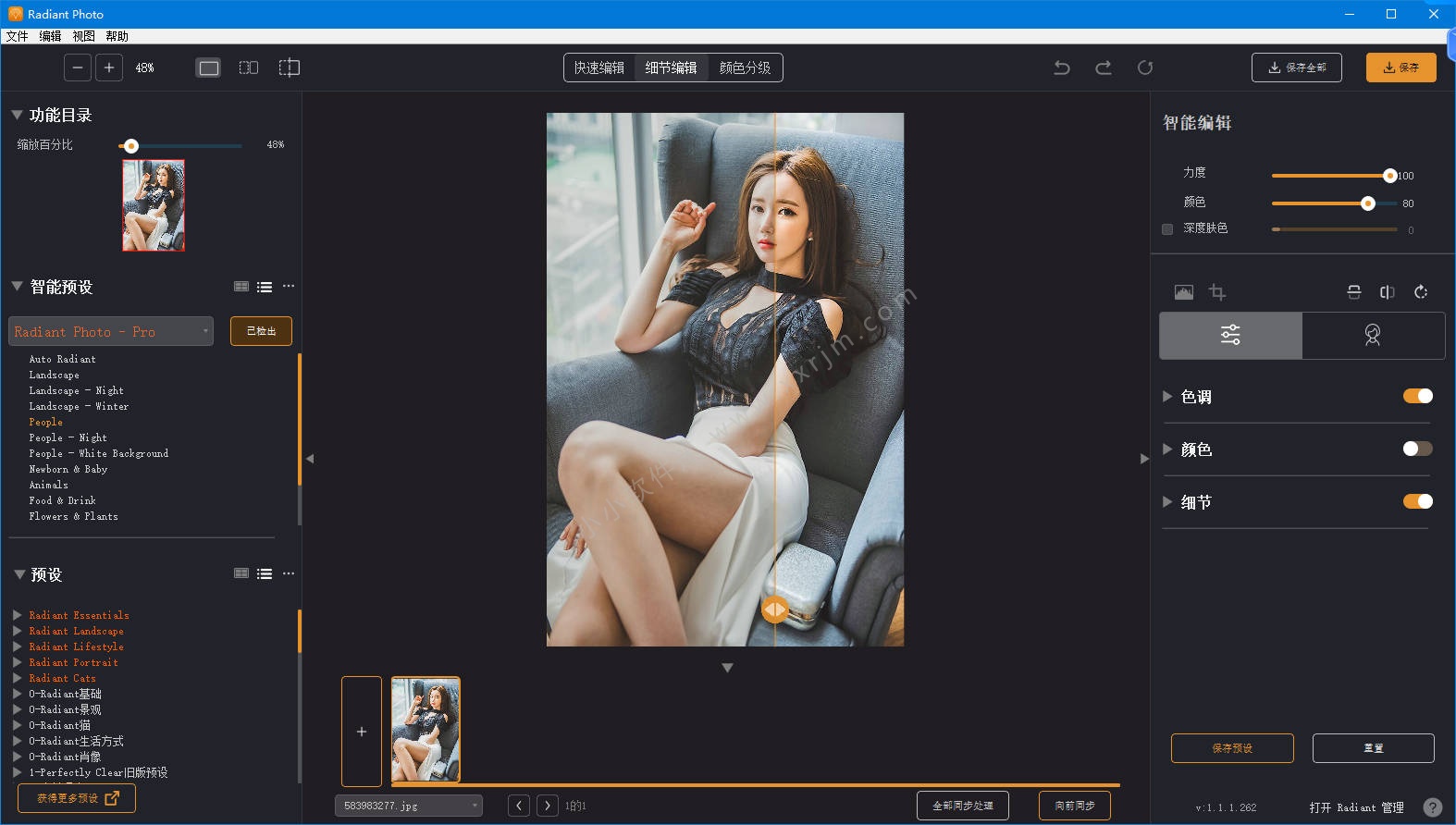 Radiant Photo 1.1.1.262 x64 中文版含汉化预设-AI智能照片处理软件